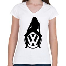 PRINTFASHION VOLKSWAGEN HOT FEKETE - Női V-nyakú póló - Fehér