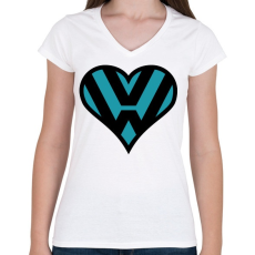PRINTFASHION Volkswagen love - Női V-nyakú póló - Fehér