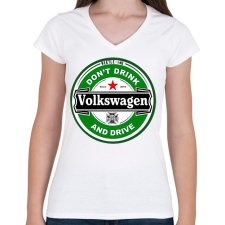 PRINTFASHION Volkswagen - Női V-nyakú póló - Fehér női póló