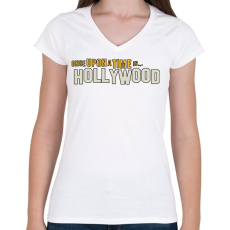 PRINTFASHION Volt egyszer egy hollywood - Női V-nyakú póló - Fehér