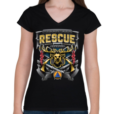 PRINTFASHION Volunteer Rescue - Női V-nyakú póló - Fekete női póló