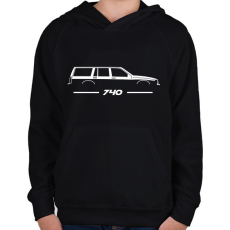 PRINTFASHION Volvo 740 (2) - Gyerek kapucnis pulóver - Fekete