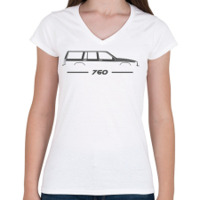 PRINTFASHION Volvo 760 (4) - Női V-nyakú póló - Fehér női póló
