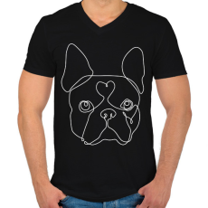 PRINTFASHION Vonalas Boston terrier - Férfi V-nyakú póló - Fekete