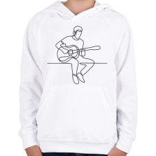 PRINTFASHION Vonalas gitáros minta - Gyerek kapucnis pulóver - Fehér gyerek pulóver, kardigán