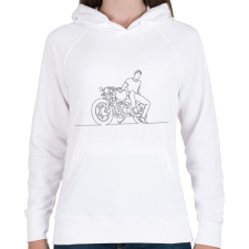 PRINTFASHION Vonalas motoros minta 2 - Női kapucnis pulóver - Fehér női pulóver, kardigán