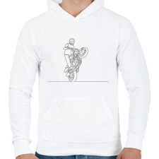 PRINTFASHION Vonalas motoros minta  - Férfi kapucnis pulóver - Fehér női pulóver, kardigán