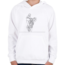 PRINTFASHION Vonalas motoros minta  - Gyerek kapucnis pulóver - Fehér