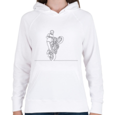 PRINTFASHION Vonalas motoros minta  - Női kapucnis pulóver - Fehér