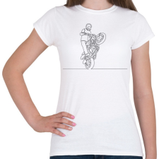 PRINTFASHION Vonalas motoros minta  - Női póló - Fehér női póló