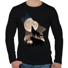 PRINTFASHION Vonyító farkas - Férfi hosszú ujjú póló - Fekete férfi póló