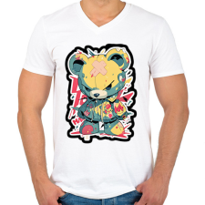 PRINTFASHION Voodoo maci - Férfi V-nyakú póló - Fehér férfi póló