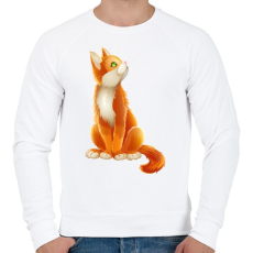 PRINTFASHION Vörös cica - Férfi pulóver - Fehér