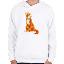 PRINTFASHION Vörös cica - Gyerek kapucnis pulóver - Fehér gyerek pulóver, kardigán