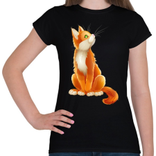 PRINTFASHION Vörös cica - Női póló - Fekete női póló