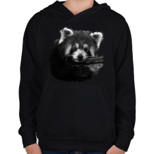 PRINTFASHION Vörös panda (fekete-fehér újság) - Gyerek kapucnis pulóver - Fekete gyerek pulóver, kardigán