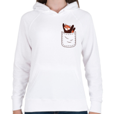 PRINTFASHION Vörös panda zsebben - Női kapucnis pulóver - Fehér női pulóver, kardigán