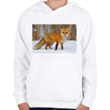 PRINTFASHION Vörös róka - Gyerek kapucnis pulóver - Fehér gyerek pulóver, kardigán