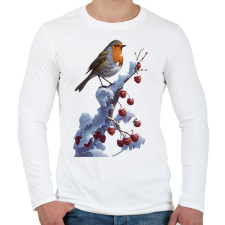 PRINTFASHION Vörösbegy - Férfi hosszú ujjú póló - Fehér férfi póló