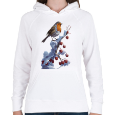 PRINTFASHION Vörösbegy - Női kapucnis pulóver - Fehér női pulóver, kardigán