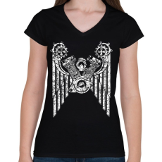 PRINTFASHION vszárny - Női V-nyakú póló - Fekete