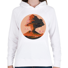 PRINTFASHION Vulkánkitörés - Női kapucnis pulóver - Fehér női pulóver, kardigán