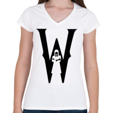 PRINTFASHION W black - Női V-nyakú póló - Fehér női póló