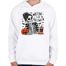 PRINTFASHION Waiting  for Halloween - Gyerek kapucnis pulóver - Fehér