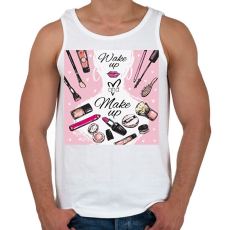 PRINTFASHION Wake up & Make up - Férfi atléta - Fehér