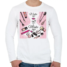 PRINTFASHION Wake up & Make up - Férfi hosszú ujjú póló - Fehér
