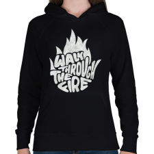 PRINTFASHION Walk through the fire - Női kapucnis pulóver - Fekete női pulóver, kardigán