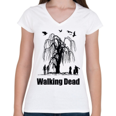 PRINTFASHION walking dead - Női V-nyakú póló - Fehér