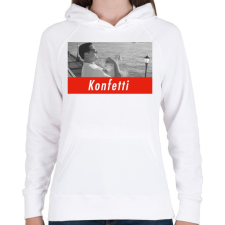 PRINTFASHION Wall street farkasai konfetti jelenet - Női kapucnis pulóver - Fehér női pulóver, kardigán