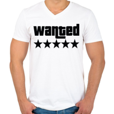 PRINTFASHION WANTED ★★★★★ (GTA) - Férfi V-nyakú póló - Fehér