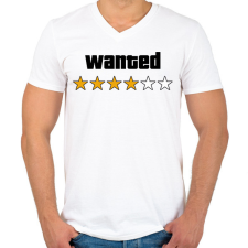 PRINTFASHION Wanted Level 4 - Férfi V-nyakú póló - Fehér férfi póló