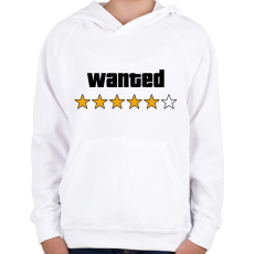PRINTFASHION Wanted Level 5 - Gyerek kapucnis pulóver - Fehér