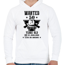 PRINTFASHION Wanted - Számmal - Férfi kapucnis pulóver - Fehér férfi pulóver, kardigán