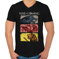 PRINTFASHION War is Coming - Férfi V-nyakú póló - Fekete
