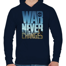 PRINTFASHION War never changes - Férfi kapucnis pulóver - Sötétkék férfi pulóver, kardigán