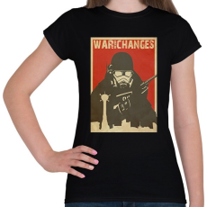 PRINTFASHION War Never Changes - Piros - Női póló - Fekete