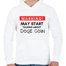 PRINTFASHION WARNING Doge Coin - Férfi kapucnis pulóver - Fehér