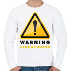 PRINTFASHION Warning legénybúcsú - Férfi pulóver - Fehér