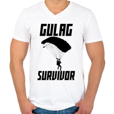 PRINTFASHION Warzone: Gulag Survivor - Férfi V-nyakú póló - Fehér