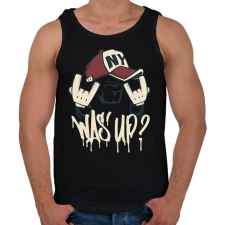 PRINTFASHION Was up? - Férfi atléta - Fekete atléta, trikó