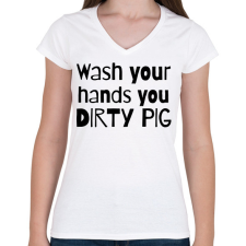 PRINTFASHION Wash your hands - Női V-nyakú póló - Fehér női póló