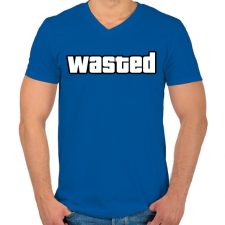 PRINTFASHION Wasted GTA - Férfi V-nyakú póló - Királykék férfi póló