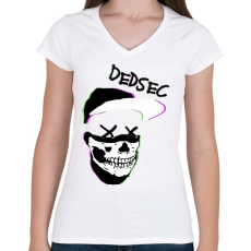PRINTFASHION Watch Dogs: DEDSEC - Női V-nyakú póló - Fehér
