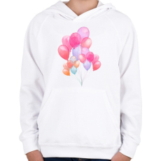 PRINTFASHION Watercolor Balloons - Gyerek kapucnis pulóver - Fehér