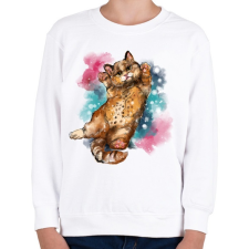 PRINTFASHION watercolor cat - Gyerek pulóver - Fehér gyerek pulóver, kardigán