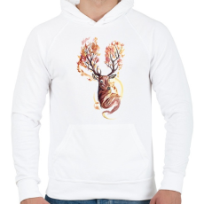 PRINTFASHION Watercolor Deer - Férfi kapucnis pulóver - Fehér